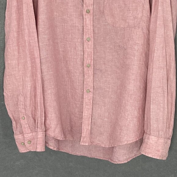 Joseph Abboud Shirt Men Sz 2XL Pink Button Down‎ 100% Linen Pockets Coastal - Picture 5 of 13